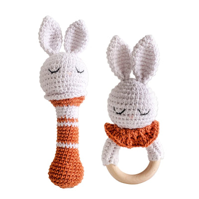 Baby Animal Crochet Rattle Teether with Music Bell