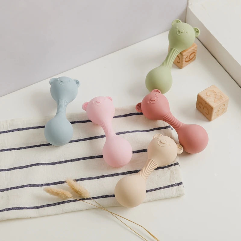 Baby Silicone Sand Hammer Toys Teether & Maracas for 0-12 Months