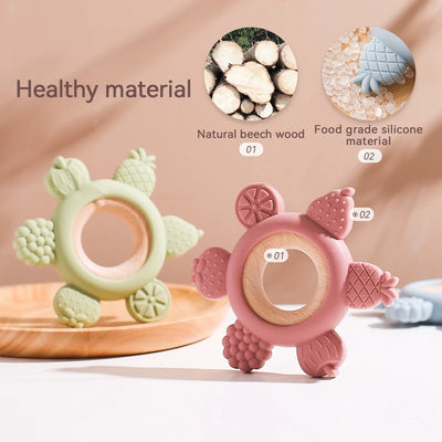 Baby Fruit Teether & Rattle BPA-Free Silicone for 0-12 Months