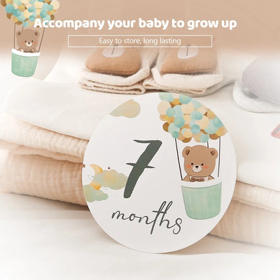 Newborn Milestone Cards Cartoon Bear Photography Props (0-12 Months)