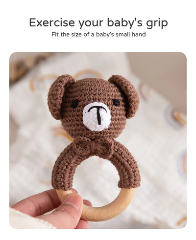 Baby Crochet Teether Bunny & Wooden Rattle Toy