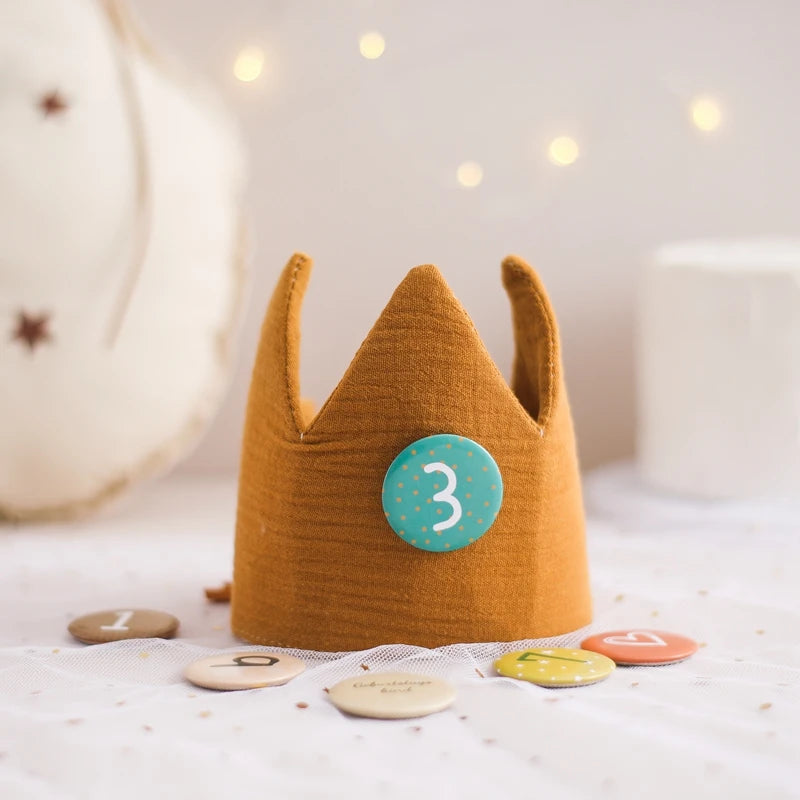 Newborn Photography Birthday Crown & Custom Age Hat for Babies