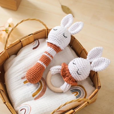 Baby Animal Crochet Rattle Teether with Music Bell