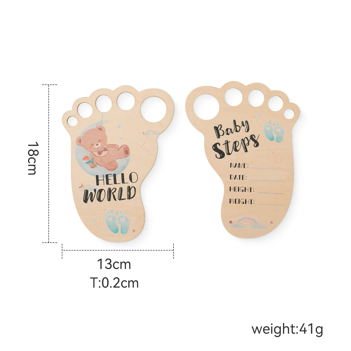 Baby Footprint Milestone Card Wooden Photography Prop for Newborns