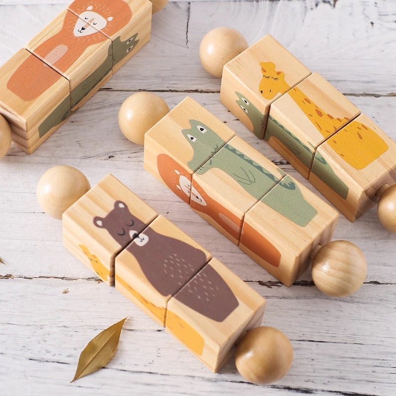 Wooden Animal Teether & Rattle for Newborns (0-12 Months)