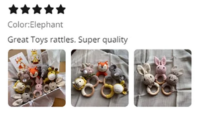 Baby Animal Crochet Rattle Teether with Music Bell