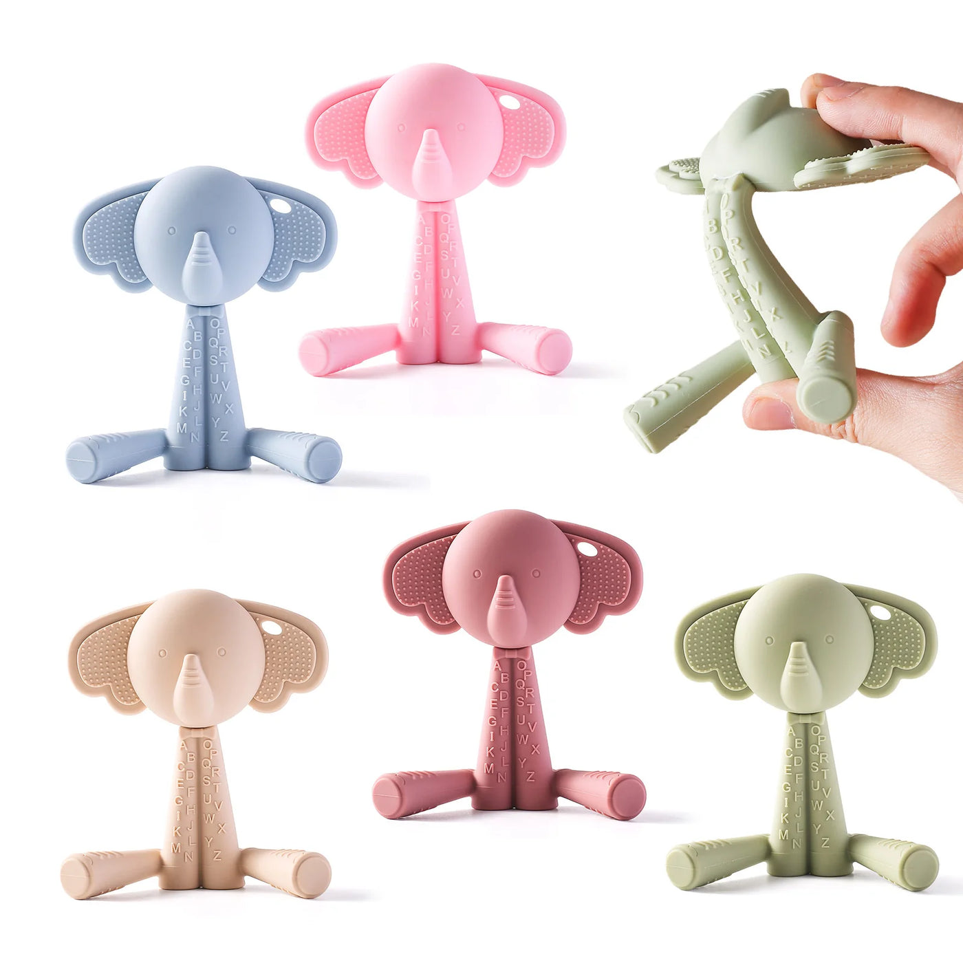 Silicone Elephant Teether Rattle for Babies 0-12 Months