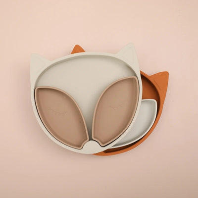 Baby Safe Silicone Fox Dining Plate Suction Bowl for Kids