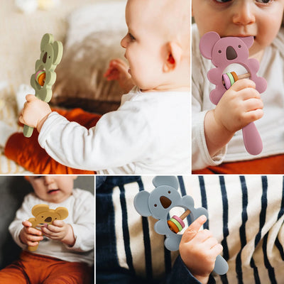 Silicone Koala & Elephant Teether Rattles BPA Free Baby Toys