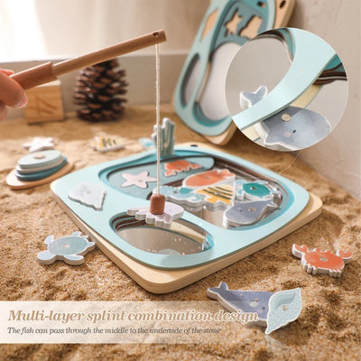 Mirror Fishing Toy Ocean Seahorse Magnetic Puzzle for Kids