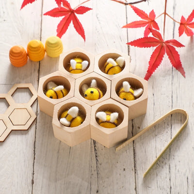 Wooden Bee Puzzle Toy Montessori Fine Motor Skill Game