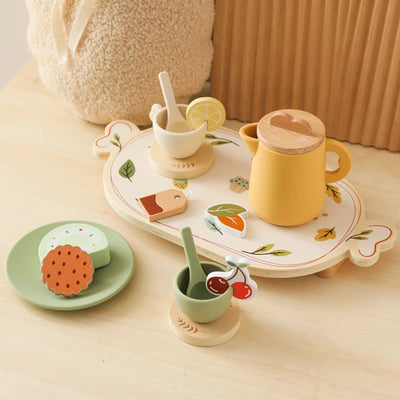 Baby Play House Afternoon Tea Set Wooden Coffee Machine Toy