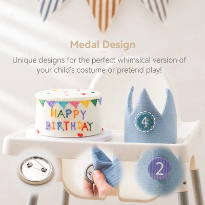 Newborn Photography Birthday Crown & Custom Age Hat for Babies