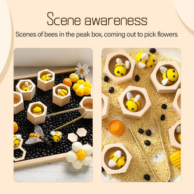 Sensory Bee Toys Montessori Wooden Fine Motor Skill Toy for Infants