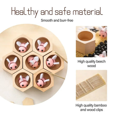 Sensory Bee Toys Montessori Wooden Fine Motor Skill Toy for Infants