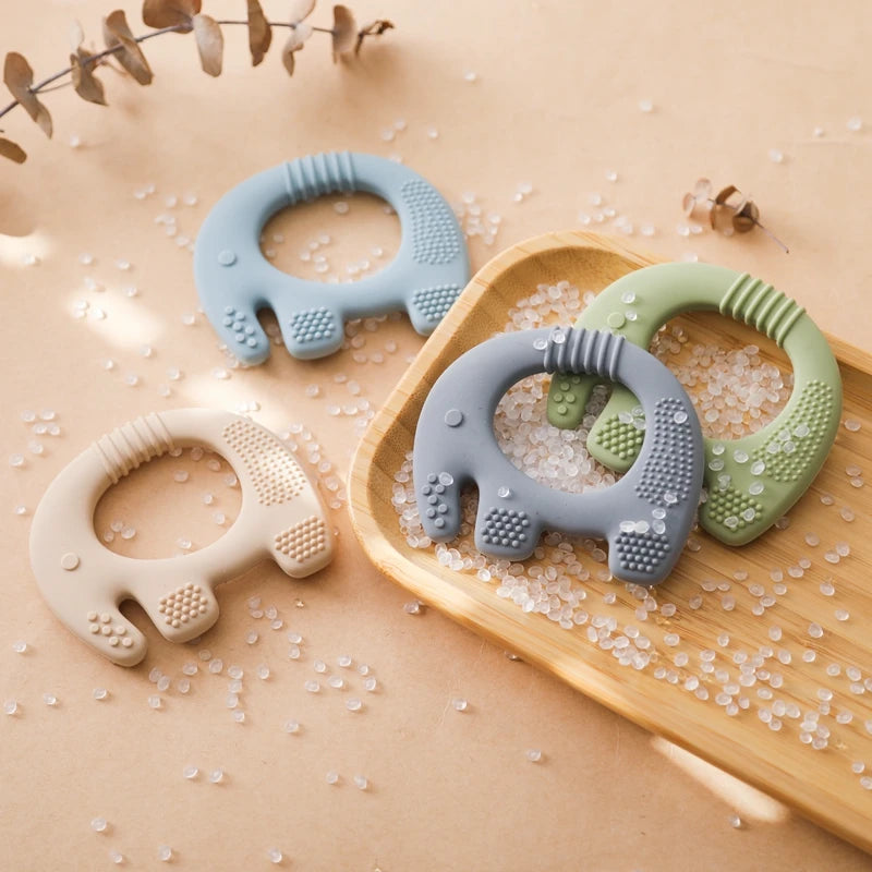 Baby Teether Elephant Toy & Rattle BPA-Free Silicone for 0-12 Months