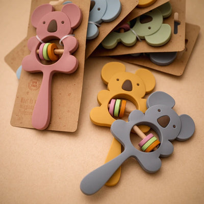 Silicone Koala & Elephant Teether Rattles BPA Free Baby Toys