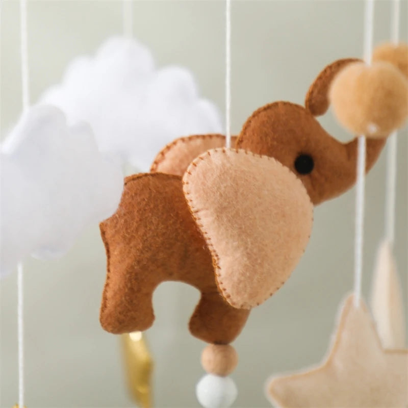 Baby Elephant Hanging Bell Toy Felt Mobile Rattle for Infants