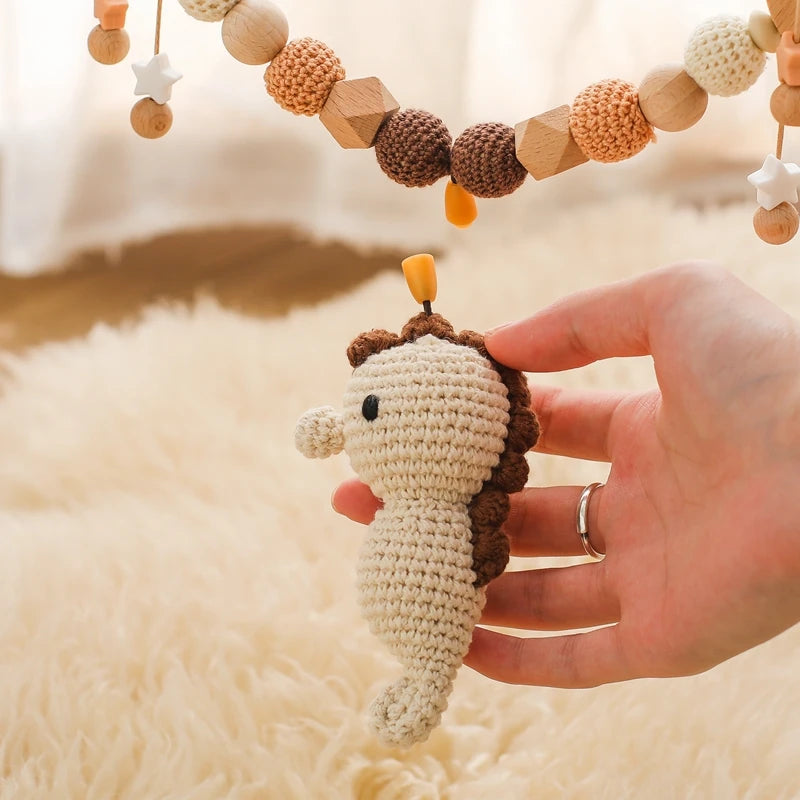 Baby Crochet Ocean Stroller Toys Hanging Rattle and Animal Mobiles