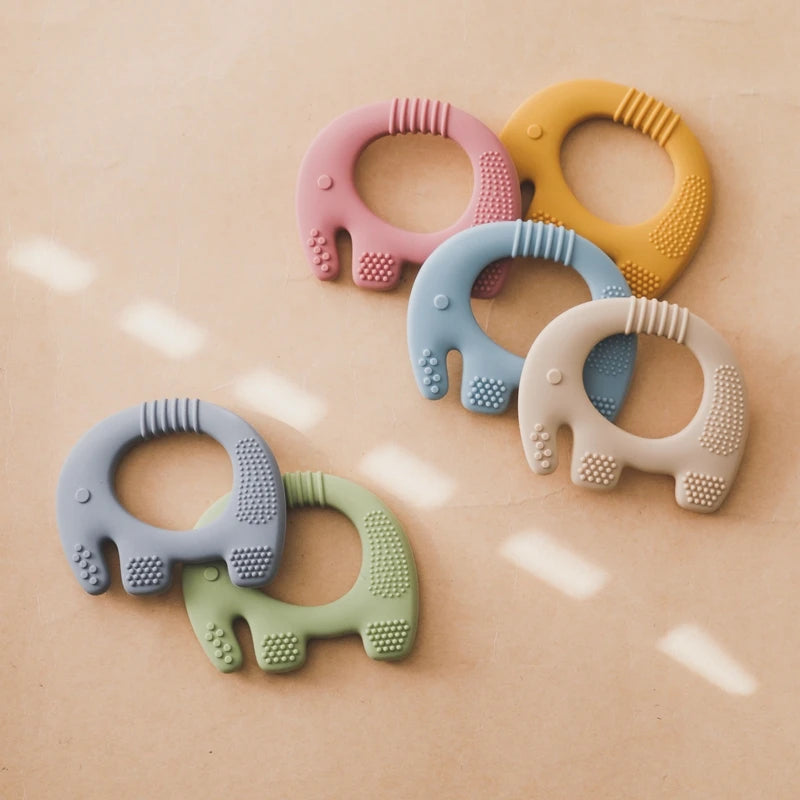 Baby Teether Elephant Toy & Rattle BPA-Free Silicone for 0-12 Months