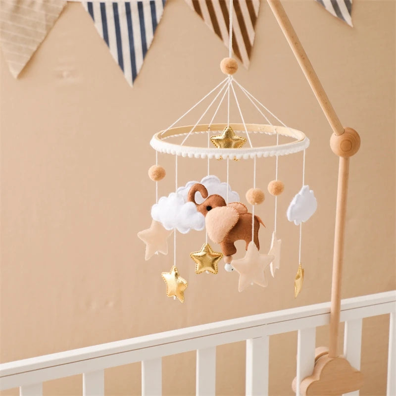 Baby Elephant Hanging Bell Toy Felt Mobile Rattle for Infants