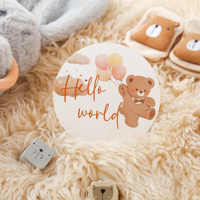 Newborn Milestone Cards Cartoon Bear Photography Props (0-12 Months)