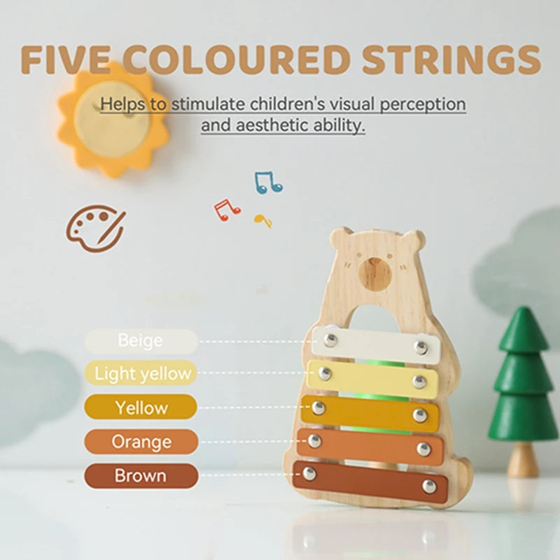 Montessori Wooden Baby Music Toy Set Cartoon Xylophone for Infants