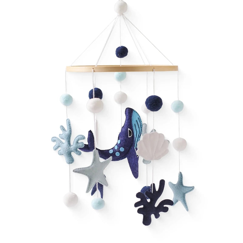 Baby Rattle Whale Mobile Ocean Felt Bell Hanging Toy for Infants