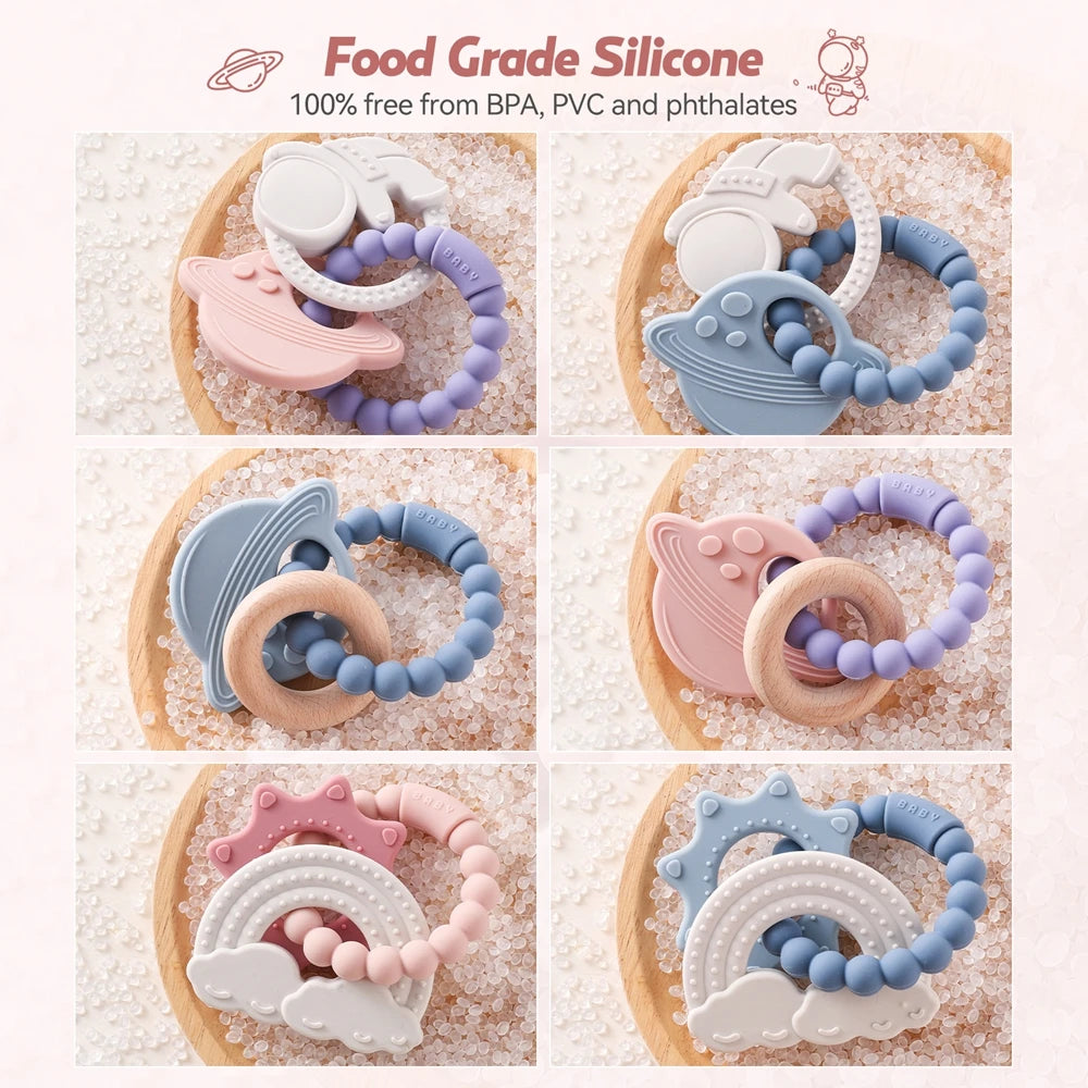 Baby Teether BPA-Free Silicone Ring & Comfort Toy for 0-12 Months