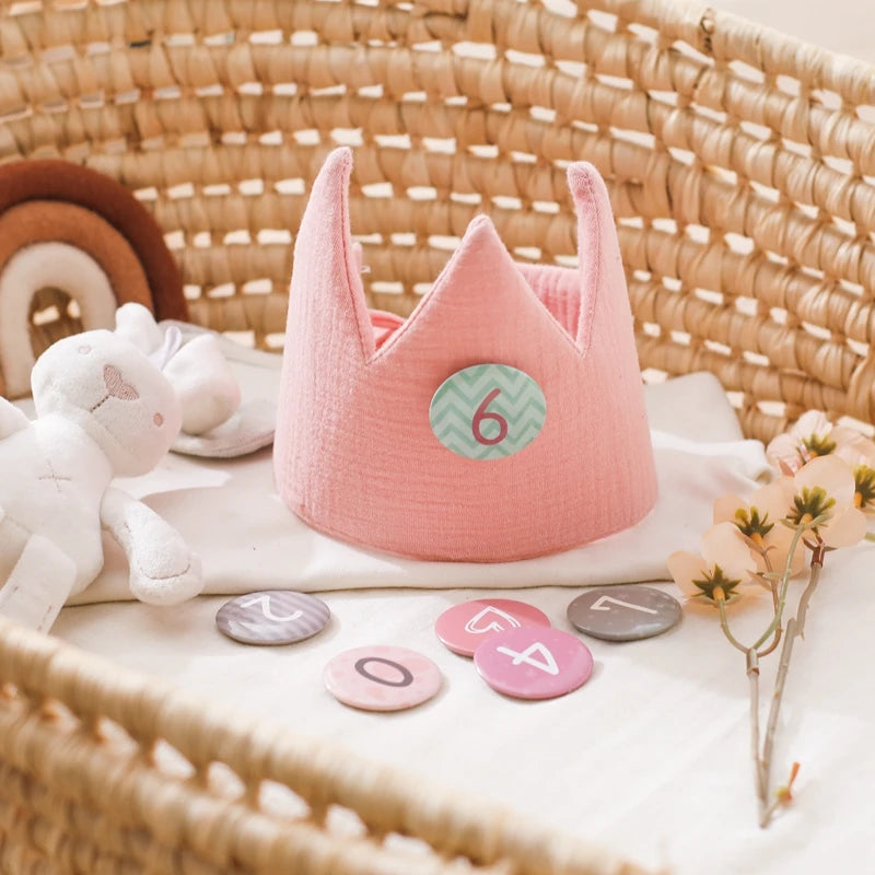 Newborn Photography Birthday Crown & Custom Age Hat for Babies