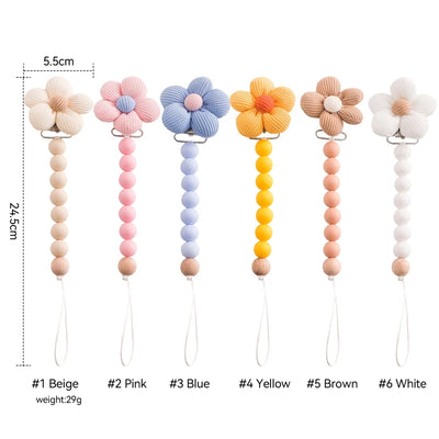 Baby Flower Silicone Bead Pacifier Chain & Teething Clip