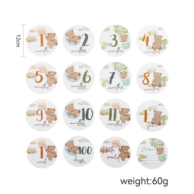 Newborn Milestone Cards Cartoon Bear Photography Props (0-12 Months)