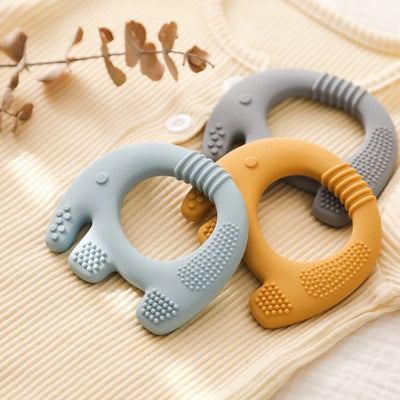 Baby Teether Elephant Toy & Rattle BPA-Free Silicone for 0-12 Months