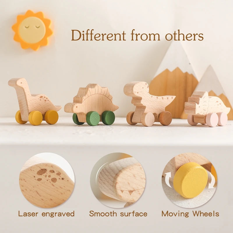 Baby Wooden Dinosaur Blocks Montessori Educational Toys for Kids