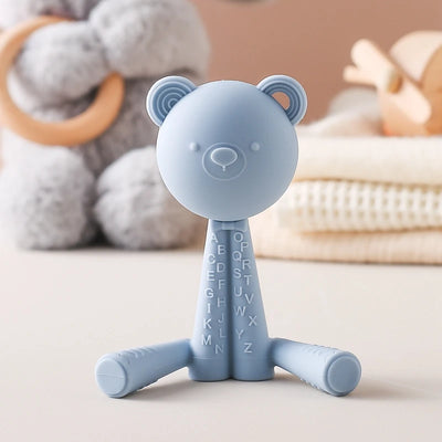 Silicone Bear Rattle Teether Tactile Toy for Newborns (0-12 Months)