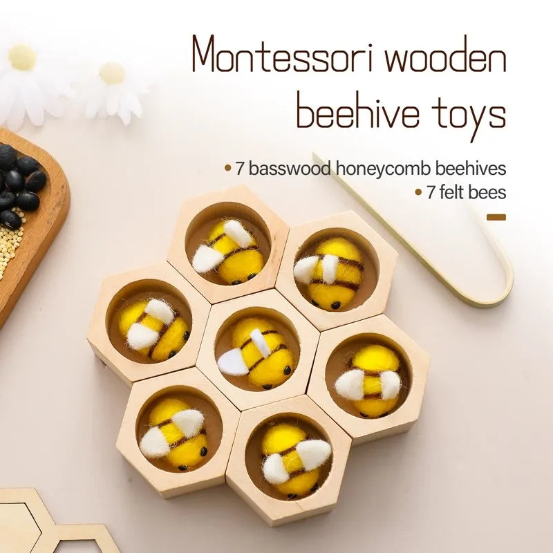 Sensory Bee Toys Montessori Wooden Fine Motor Skill Toy for Infants