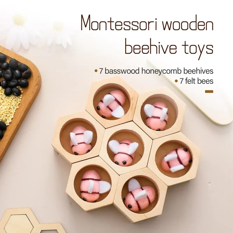 Sensory Bee Toys Montessori Wooden Fine Motor Skill Toy for Infants