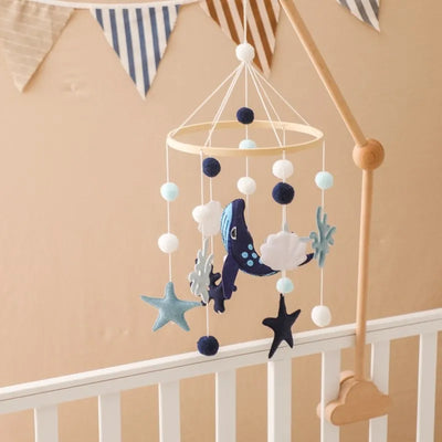 Baby Rattle Whale Mobile Ocean Felt Bell Hanging Toy for Infants