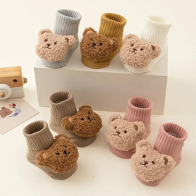 Cute Cartoon Bear Baby Socks – Winter Soft Cotton