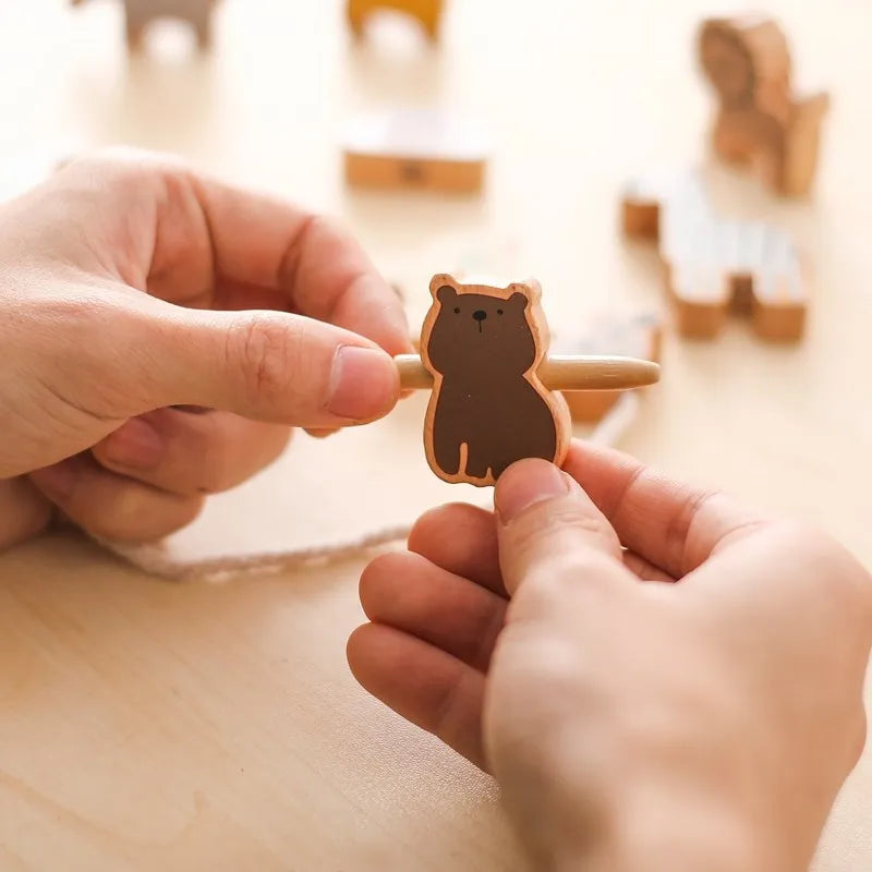 Baby Animal Threading Toys Wooden Montessori Finger Exercise