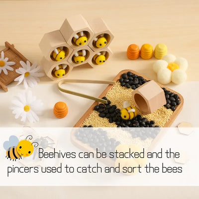 Sensory Bee Toys Montessori Wooden Fine Motor Skill Toy for Infants