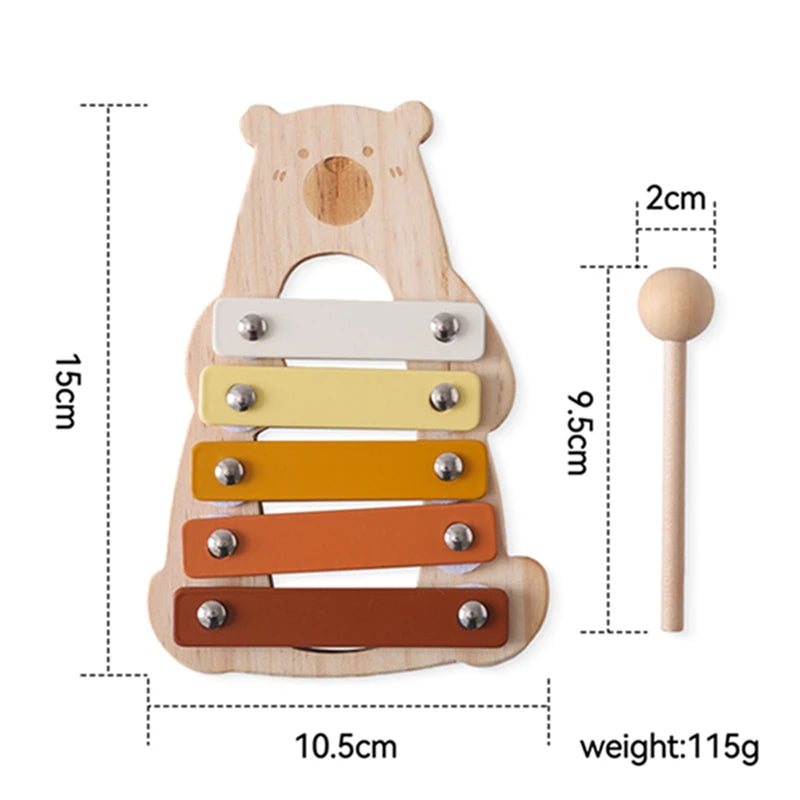 Montessori Wooden Baby Music Toy Set Cartoon Xylophone for Infants