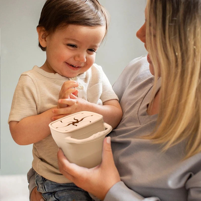 Baby Silicone Plate & Snack Cup Set with Suction, Spoon, and Bib