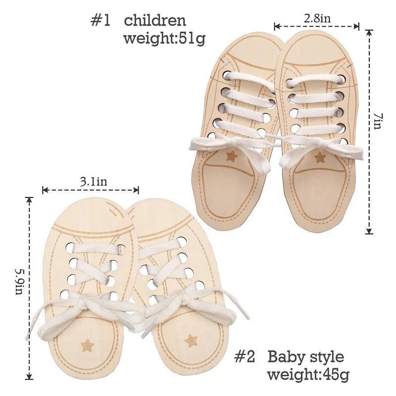 Wooden Lacing Shoe Toy for Learning to Tie Laces"