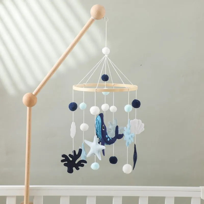 Baby Rattle Whale Mobile Ocean Felt Bell Hanging Toy for Infants