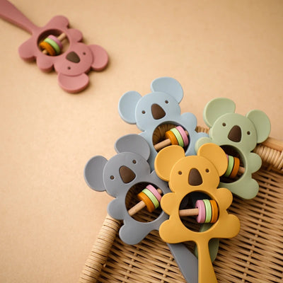 Silicone Koala & Elephant Teether Rattles BPA Free Baby Toys