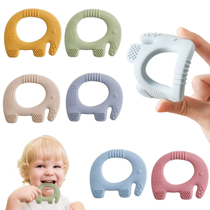 Baby Teether Elephant Toy & Rattle BPA-Free Silicone for 0-12 Months