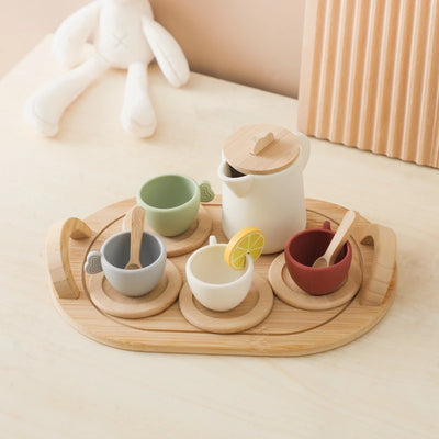 Baby Play House Afternoon Tea Set Wooden Coffee Machine Toy