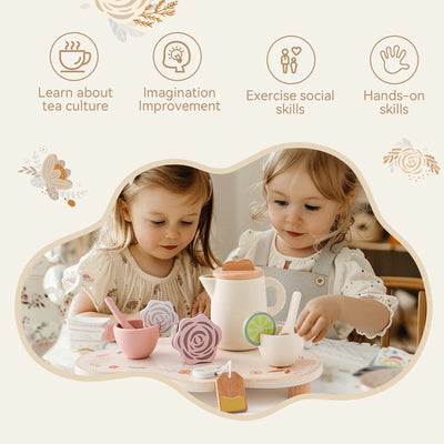 Baby Play House Afternoon Tea Set Wooden Coffee Machine Toy