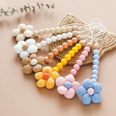 Baby Flower Silicone Bead Pacifier Chain & Teething Clip